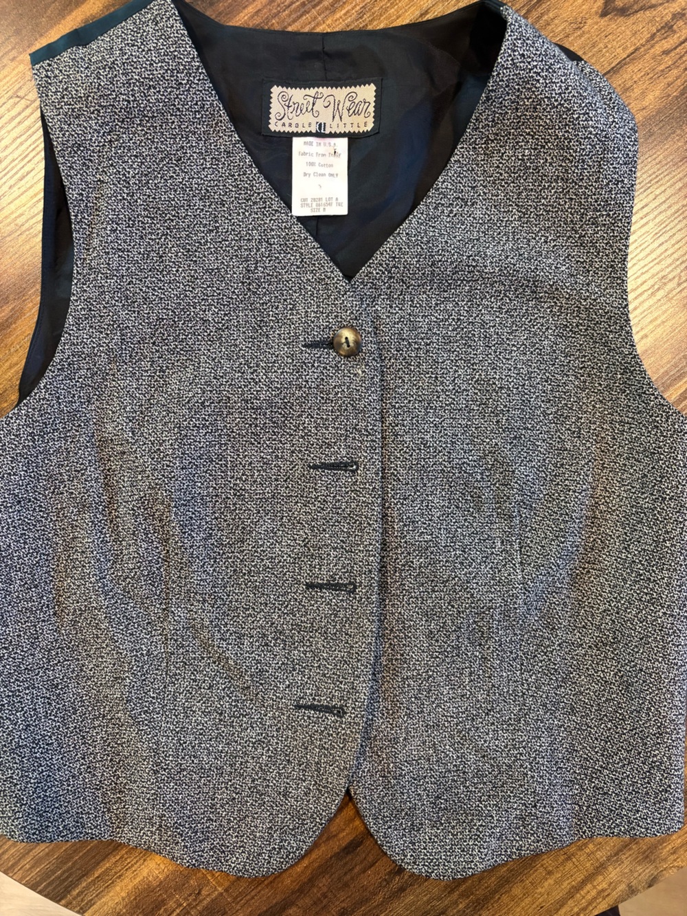 Vintage Street Wear Women's Textured Gray Black Vest